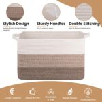 OIAHOMY Large Blanket Basket, 65L Cotton Rope Woven Laundry Basket, Toy Bin for ... - Image 6