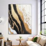 Wall Art Modern Luxury Style, Black And Gold Canvas Wall Decor Prints, Abstract ... - Image 4