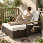 Outsunny Rattan Outdoor Daybed, PE Wicker Patio Loveseat with Storage Ottoman, 4... - Image 8
