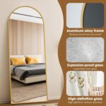 Mirror Full Length, 71 x 26 Inches Floor Mirror with Stand, XX-Large Arch Gold M... - Image 7