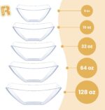 R-kay 6 Pack Square Plastic Serving Bowls - Clear Plastic bowls 16 Oz - Disposab... - Image 6