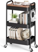 TOOLF 3-Tier Rolling Cart with Table Top, Metal Storage Cart on Wheels, Utility ... - Image 3