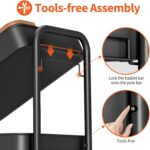 TOOLF 3-Tier Rolling Cart with Table Top, Metal Storage Cart on Wheels, Utility ... - Image 5