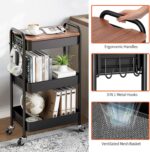 TOOLF 3-Tier Rolling Cart with Table Top, Metal Storage Cart on Wheels, Utility ... - Image 6