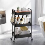 TOOLF 3-Tier Rolling Cart with Table Top, Metal Storage Cart on Wheels, Utility ... - Image 7
