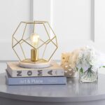 JONATHAN Y 10" Brass Gold Geometric Table Lamp, Midcentury Modern Metal Desk Lam... - Image 5