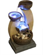 11" H Golden Tiered Bowl Fountain with Color Changing LED Lights with Adapter Br... - Image 4