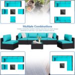Shintenchi 7 Pieces Outdoor Patio Sectional Sofa Couch,PE Wicker Furniture Conve... - Image 5