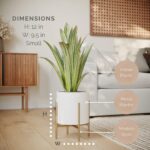 EverNest Claire Mid-Century Modern White Planter and Stand, Indoor Plant Pot, Se... - Image 3