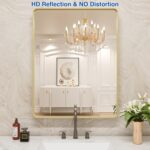 WEER Gold Bathroom Mirror, 24X36 Inch Brushed Gold Metal Frame Mirror, Rounded R... - Image 3