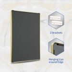 WEER Gold Bathroom Mirror, 24X36 Inch Brushed Gold Metal Frame Mirror, Rounded R... - Image 7