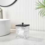 Vince Camuto Home Glass Cotton Jar Holder – Matte Black Lid, Elegant Bathroom St... - Image 4