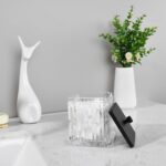 Vince Camuto Home Glass Cotton Jar Holder – Matte Black Lid, Elegant Bathroom St... - Image 5