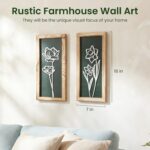 3D Floral Green Wall Art (Set of 2) Lightweight, Wooden Hang Boho Framed Wall Ar... - Image 3