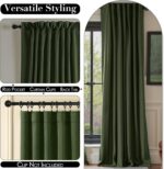 Nemia Olive Green Velvet Curtains Thermal Insulated Blackout Curtain for Bedroom... - Image 7