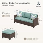 HERA'S HOUSE Small Patio Furniture Set, 3 Pieces Wicker Outdoor Sectional Set, L... - Image 5