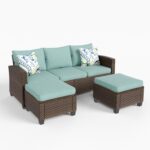HERA'S HOUSE Small Patio Furniture Set, 3 Pieces Wicker Outdoor Sectional Set, L... - Image 6