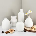 White Vases Set of 10, Small Ceramic Flower Vases Bulk Bud Vases for Wedding Tab... - Image 6
