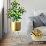 Mid-Century Metal Flowerpot with Stands, Gold Stylish Modern Floor-Standing Flow... - Image 4