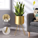 Mid-Century Metal Flowerpot with Stands, Gold Stylish Modern Floor-Standing Flow... - Image 5