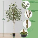 Warmplants Artificial Eucalyptus Tree, 6ft Tall Fake Eucalyptus Plant with Baske... - Image 5