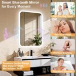 LUVODI Rectangle LED Bathroom Mirror: Smart Bluetooth Vanity Mirror Front-Lit De... - Image 3