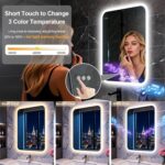 LUVODI Rectangle LED Bathroom Mirror: Smart Bluetooth Vanity Mirror Front-Lit De... - Image 7
