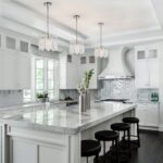 11" Handmade Ice Melt Glass Pendant Lights Kitchen Island Brushed Nickel Crystal... - Image 4