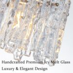 11" Handmade Ice Melt Glass Pendant Lights Kitchen Island Brushed Nickel Crystal... - Image 5