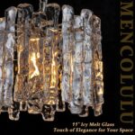 11" Handmade Ice Melt Glass Pendant Lights Kitchen Island Brushed Nickel Crystal... - Image 6