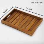Vesta Homes Large Teak Wood Serving Tray for Home, Kitchen, Breakfast, Restauran... - Image 4