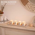 Romadedi Farmhouse Centerpiece Candle Holder Decor - Rustic Wooden Tray with 4 G... - Image 4