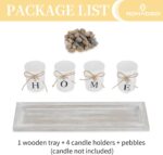 Romadedi Farmhouse Centerpiece Candle Holder Decor - Rustic Wooden Tray with 4 G... - Image 6