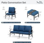 PHI VILLA 5 PCS Patio Furniture Set, Metal Deluxe Patio Set with 1 x 3 Seater De... - Image 5