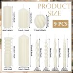 Nuanchu 9 Pcs Modern Decorative Candles Set 5 Pillar Aesthetic Ribbed Candles 4 ... - Image 3