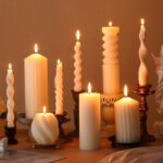 Nuanchu 9 Pcs Modern Decorative Candles Set 5 Pillar Aesthetic Ribbed Candles 4 ... - Image 4