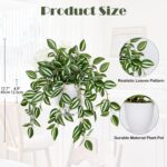 Briful Fake Plants Indoor Artificial Potted Silk Plants Faux Watermelon Peperomi... - Image 3