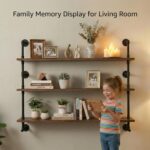 Industrial Pipe Wall Shelves Pipe Shelving with Real Wood Plank ,48 Inches Float... - Image 4