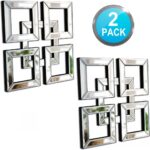 QMDECOR 2 Pack Silver Mirrored Square Wall-Mounted Mirrors Modern Glam Accent De... - Image 3