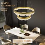 2 Rings Gold Chandelier 24’’ Modern LED Chandeliers for Dining Room Dimmable LED... - Image 4