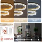 2 Rings Gold Chandelier 24’’ Modern LED Chandeliers for Dining Room Dimmable LED... - Image 5