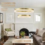 2 Rings Gold Chandelier 24’’ Modern LED Chandeliers for Dining Room Dimmable LED... - Image 7