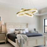 2 Rings Gold Chandelier 24’’ Modern LED Chandeliers for Dining Room Dimmable LED... - Image 8