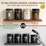 Veken Coffee Canister with Window,Airtight Stainless Steel Kitchen Food Storage ... - Image 3