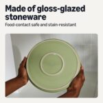 Amazon Basics Glazed Stoneware Dinner Plates, Ceramic 4-Piece Set, Microwave, Di... - Image 4