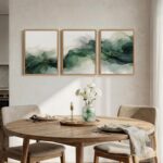 Framed Abstract Emerald Green Wall Art Bedroom, 3 Piece Modern Minimalist Waterc... - Image 5
