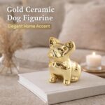 Gold Ceramic Dog Figurine, Luxury Animal Sculpture, Modern Desk Shelf Home Decor... - Image 4