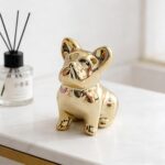Gold Ceramic Dog Figurine, Luxury Animal Sculpture, Modern Desk Shelf Home Decor... - Image 5