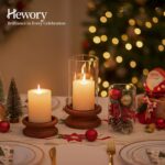 Hewory Hurricane Glass Candle Holder: 2PCS Rustic Brown Candle Holders for Pilla... - Image 3