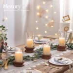 Hewory Hurricane Glass Candle Holder: 2PCS Rustic Brown Candle Holders for Pilla... - Image 6